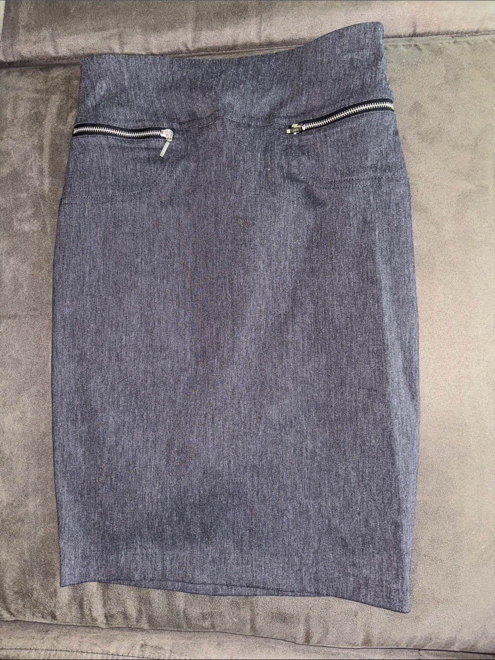 Joe B Gray Pencil Skirt with Silver Zipper Accents